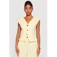 thumbnail image 1 of Women's Metallic Button Front Crepe Knit Waistcoat, 1 of 4