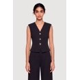 thumbnail image 1 of Women's Metallic Button Front Crepe Knit Waistcoat, 1 of 4