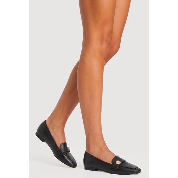 Women's Metallic Detail Almond Toe Loafers