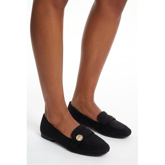 Women's Metallic Detail Almond Toe Loafers