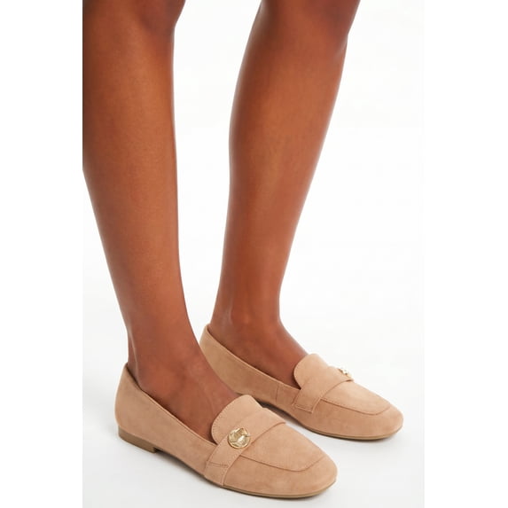 Women's Metallic Detail Almond Toe Loafers