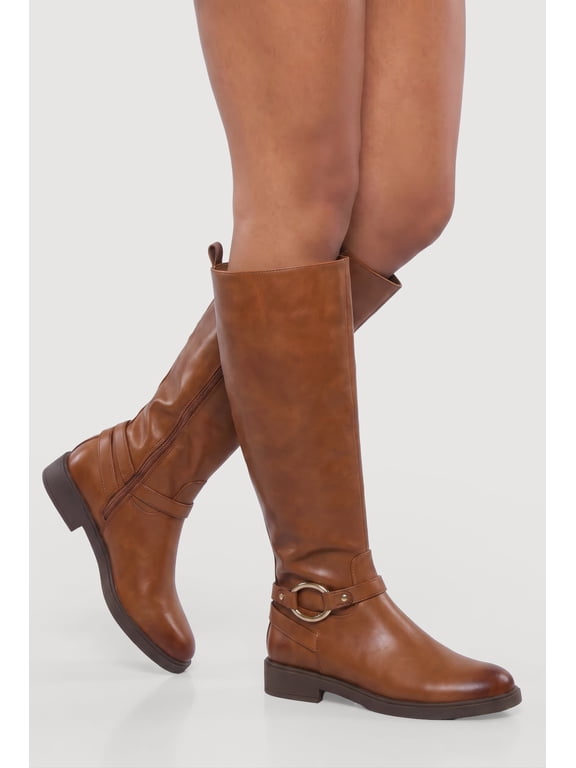 Women's Metallic Detail Side Zip Riding Boots