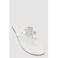 thumbnail image 1 of Women's Metallic Geometric Pendant Studded Thong Sandals, 1 of 3