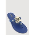 thumbnail image 1 of Women's Metallic Geometric Pendant Studded Thong Sandals, 1 of 3