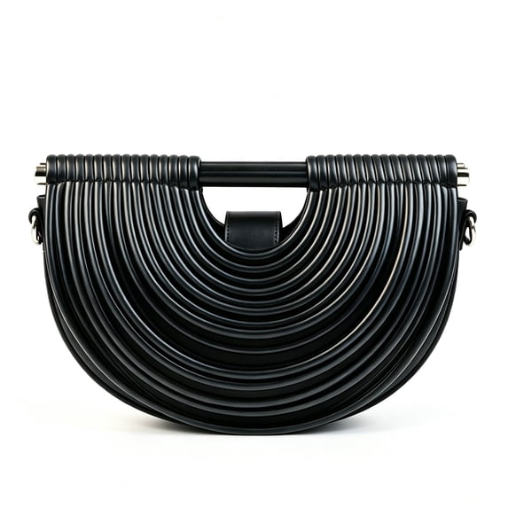 Women's Metallic Half Moon Clutch Evening Bag