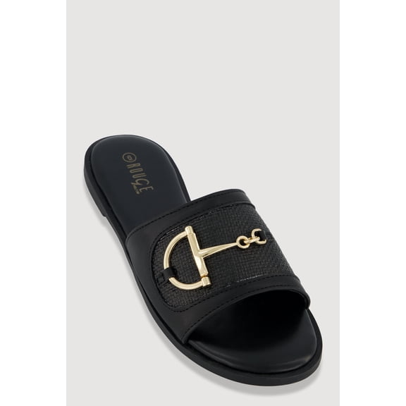 Women's Metallic Horsebit Band Open Toe Sandals