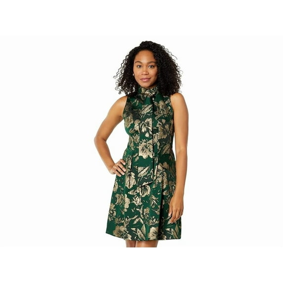 Women's Metallic Jacquard Fit & Flare Dress Hunter 8
