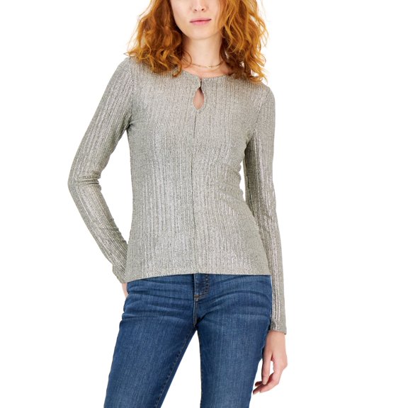 Women's Metallic Keyhole Top Gold S
