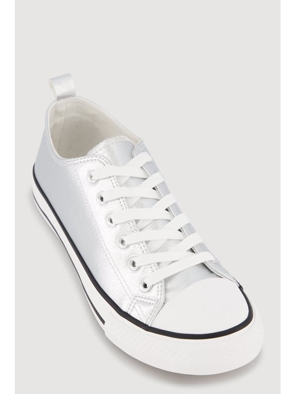 Women's Metallic Low Top Canvas Sneakers