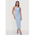 thumbnail image 1 of Women's Metallic Neck Detail Side Ruched Midi Dress, 1 of 3