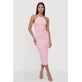 thumbnail image 1 of Women's Metallic Neck Detail Side Ruched Midi Dress, 1 of 3