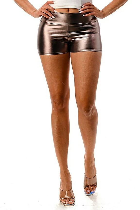 Women's Metallic PU Leather Shorts