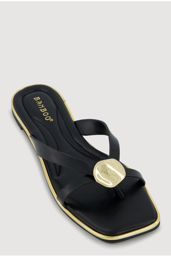 Women's Metallic Pendant Thong Slide Sandals