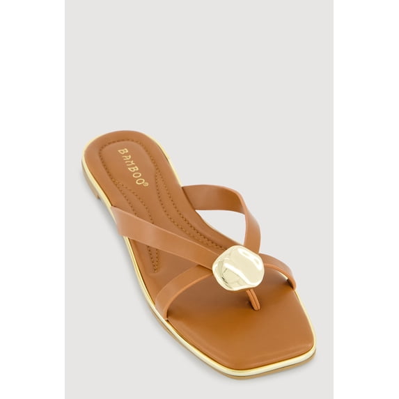 Women's Metallic Pendant Thong Slide Sandals