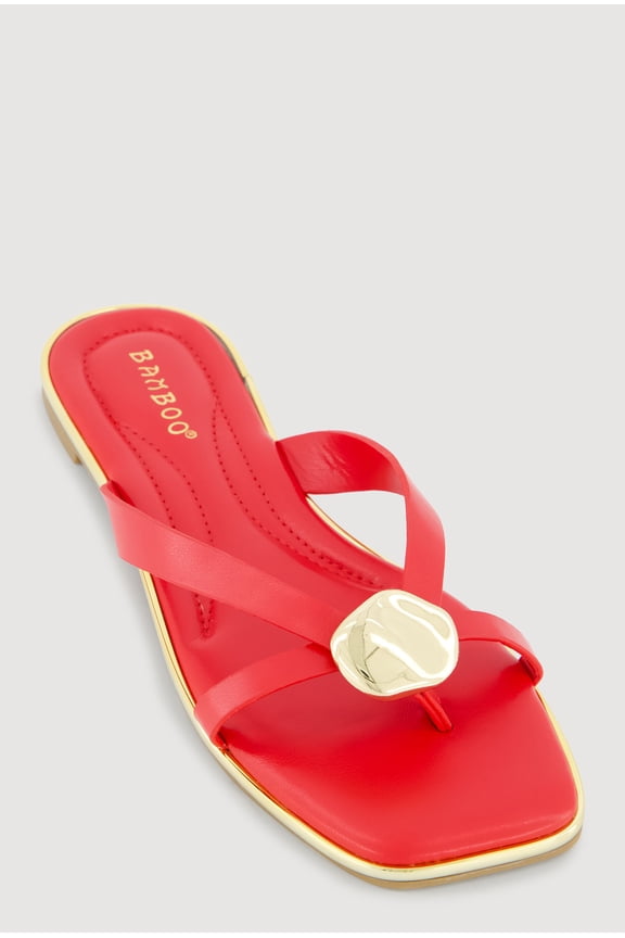 Women's Metallic Pendant Thong Slide Sandals