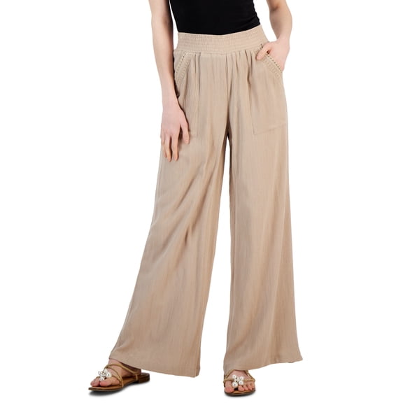 Women's Metallic Pinstripe Wide-Leg Pants Toasted Twine XL