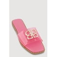 thumbnail image 1 of Women's Metallic Rhinestone Pendant Single Band Open Toe Sandals, 1 of 3