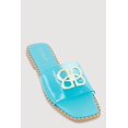 thumbnail image 1 of Women's Metallic Rhinestone Pendant Single Band Open Toe Sandals, 1 of 3