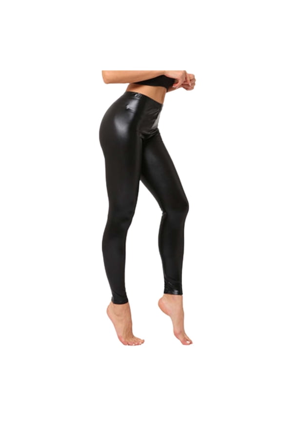 Women's Metallic Shiny Leggings, High Waist Fit 9/10 Length, Liquid Foil Disco Pants for Party/Festival, 18 Colors, Sizes M-XXL