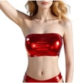 thumbnail image 1 of Women's Metallic Shiny Tube Top - Strapless Party Crop Top for Rave, Festival & Night Out Red, 1 of 6