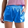 thumbnail image 1 of Women's Metallic Shorts Shiny Pants With Elastic Waist Hot Rave Dance, 1 of 2