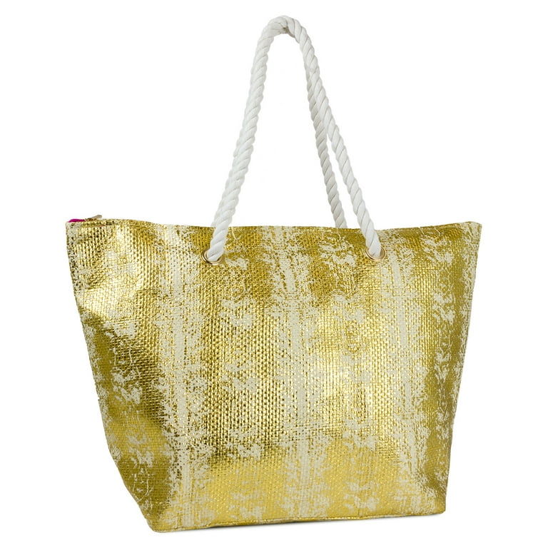 Multicolored Sequin Straw Beach Bag