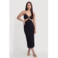 thumbnail image 1 of Women's Metallic Starfish Detail Keyhole V Neck Midi Dress, 1 of 3