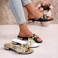 thumbnail image 1 of Women's Metallic Stud Decor Block Heel Slide Sandals Wide Width Friendly Open Toe Casual Slippers Soft Textured Upper Non Slip Lightweight Summer Beach Outdoor Slides, 1 of 8