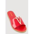 thumbnail image 1 of Women's Metallic V Pendant Notched Band Slide Sandals, 1 of 3