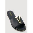 thumbnail image 1 of Women's Metallic V Pendant Notched Band Slide Sandals, 1 of 3