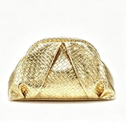 Women's Metallic Woven Cloud Clutch Bag, Gold deal from Walmart