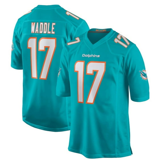 Women's Miami Waddle 17 Aqua Stitched T-Shirts Sports Player Game Top, X-Large