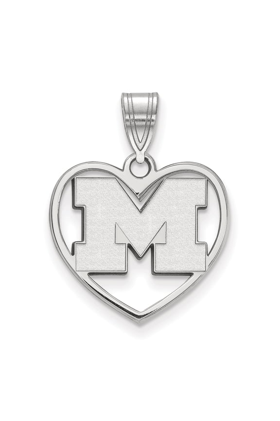 Women's Michigan Wolverines Sterling Silver Logo Heart Pendant