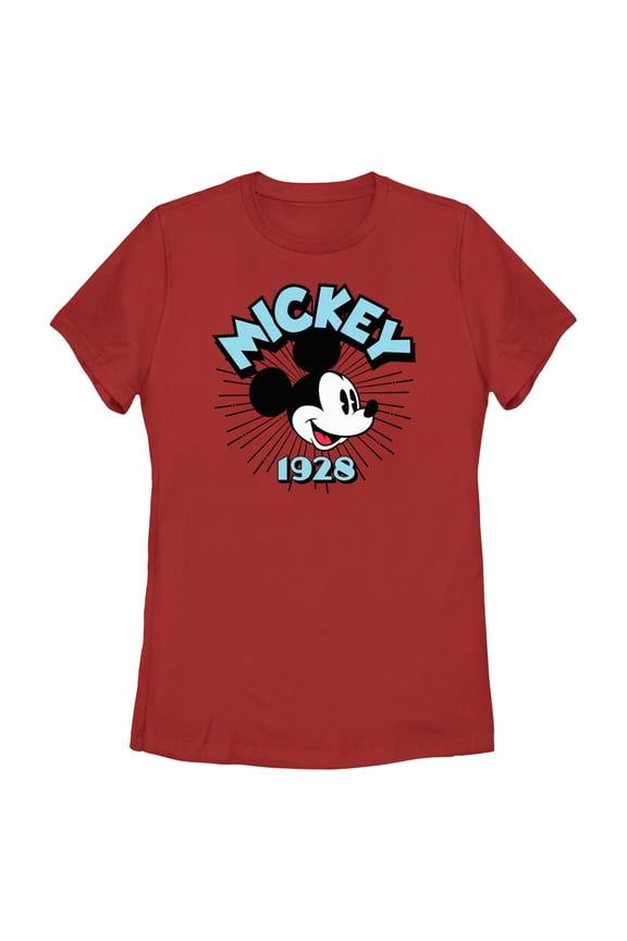 Women's Mickey & Friends 1928 Face  Graphic Tee Red Medium