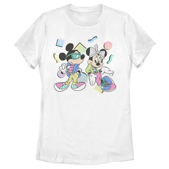 Women's Mickey & Friends '80s Minnie and Mickey Mouse Graphic Tee White Small