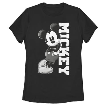 Women's Mickey & Friends Black and White Mickey Mouse  Graphic Tee Black Medium