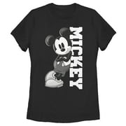 Womens Mickey & Friends Black and White Mickey Mouse Graphic Tee Black Medium