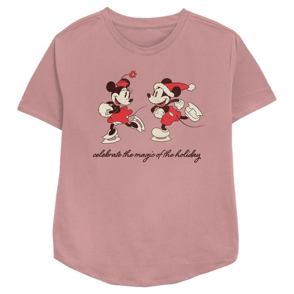 Women's Mickey & Friends Celebrate The Magic Of Holidays  Graphic Tee Mauve 2X Large