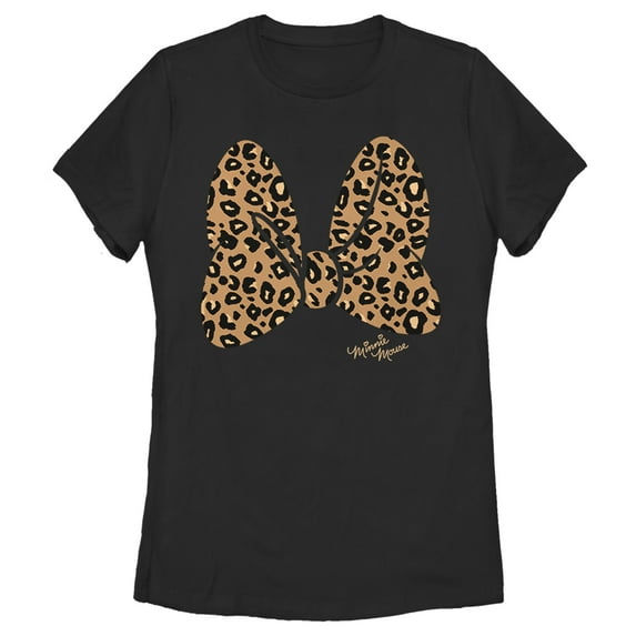 Disney Women's Minnie Mouse Cheetah Print Bow Graphic Tee,