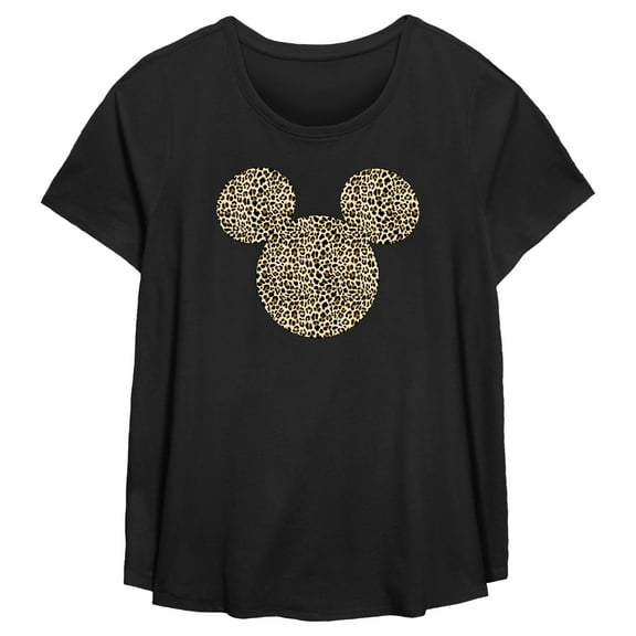 Women's Mickey & Friends Cheetah Print Mouse Logo Graphic T-Shirt