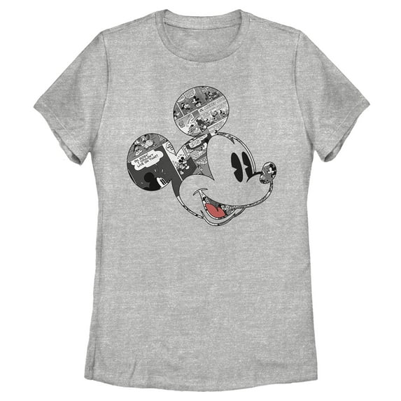 Women's Mickey & Friends Comic book Mickey Mouse Face Graphic Tee Athletic Heather X Large