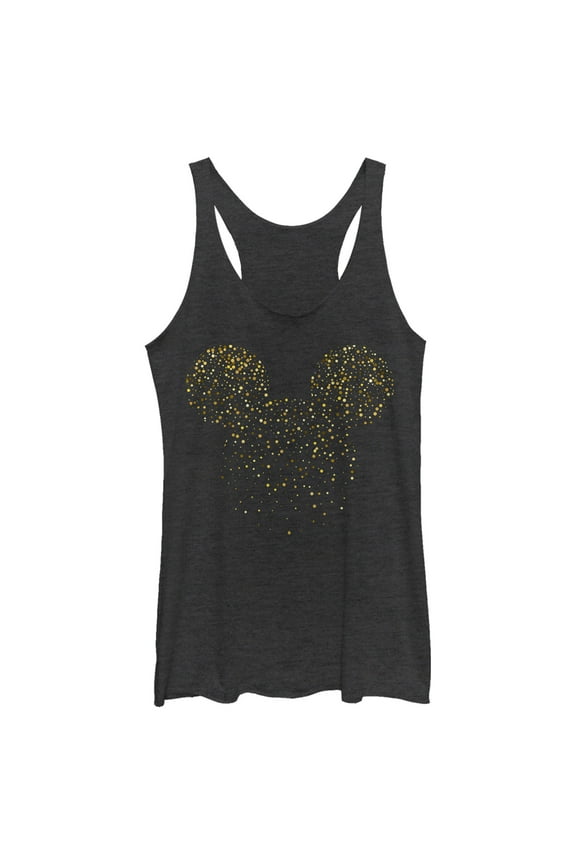 Women's Mickey & Friends Confetti Logo  Racerback Tank Top Black Heather Large