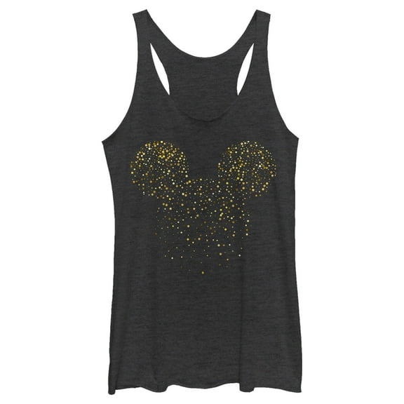 Women's Mickey & Friends Confetti Logo Racerback Tank Top Black Heather Large