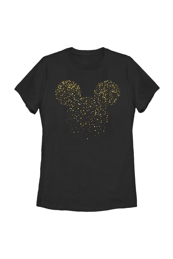 Women's Mickey & Friends Confetti Mickey Mouse Logo Graphic Tee Black Small