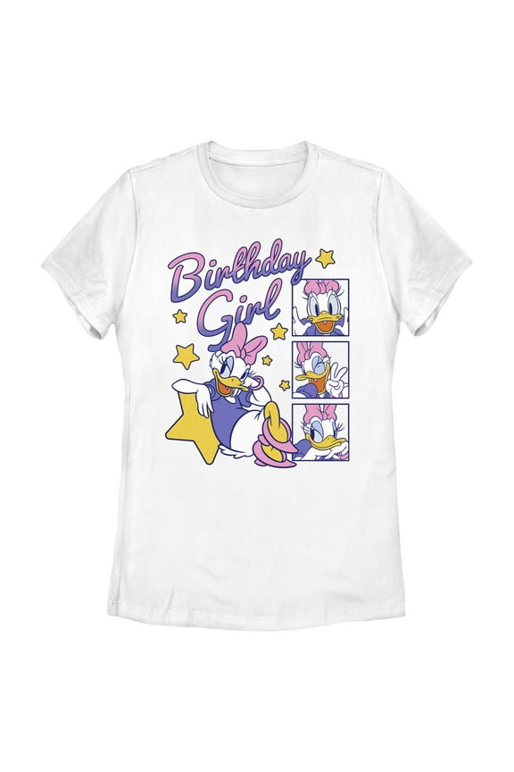Women's Mickey & Friends Daisy Duck Birthday Star Girl Graphic Tee White 2X Large