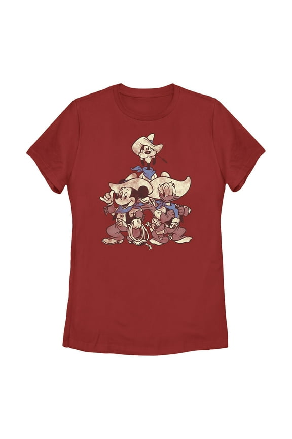 Women's Mickey & Friends Distressed Cowboy Crew Graphic T-Shirt