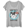 thumbnail image 1 of Women's Mickey & Friends Distressed Mickey and Minnie Circle Logo  Scoop Neck Athletic Heather Large, 1 of 4