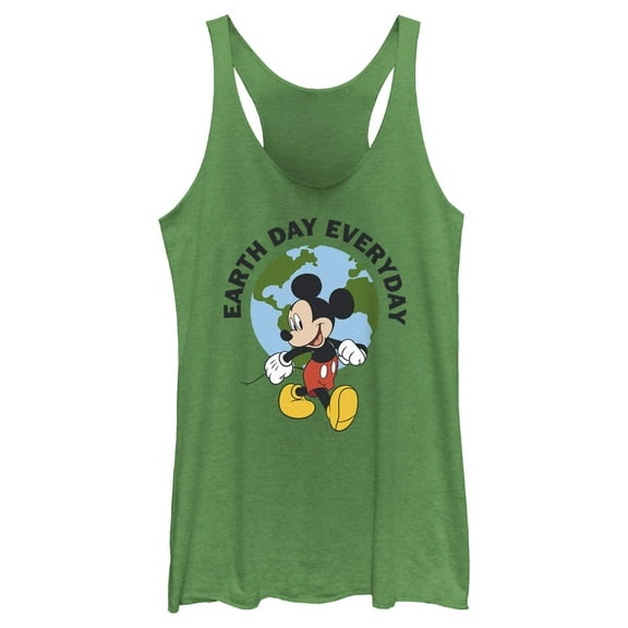 Women's Mickey & Friends Earth Day Everyday  Racerback Tank Top Envy Green X Large