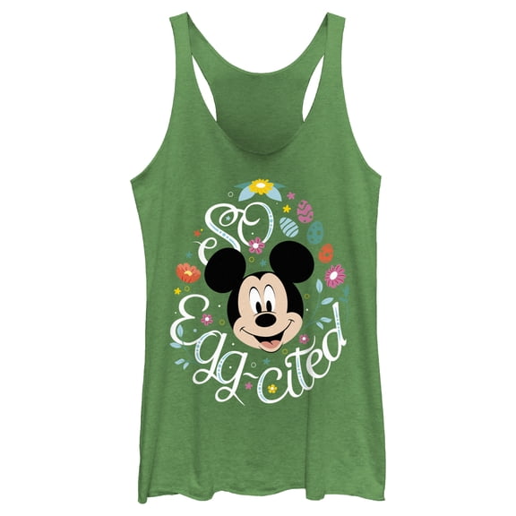 Women's Mickey & Friends Easter So Egg-Cited Racerback Tank Top Envy Green 2X Large