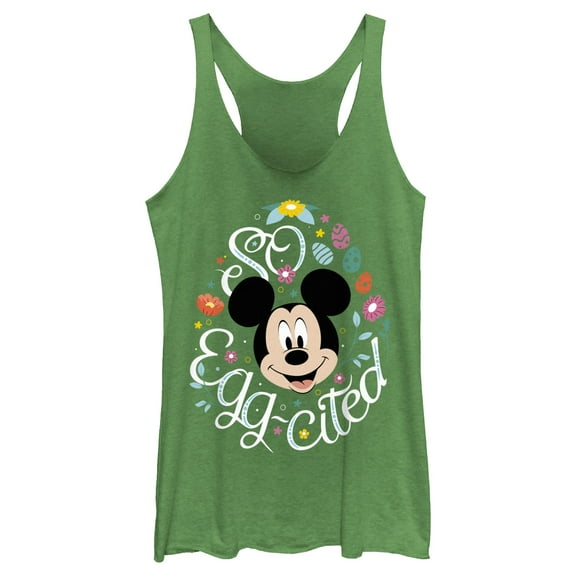 Women's Mickey & Friends Easter So Egg-Cited Racerback Tank Top Envy Green Large